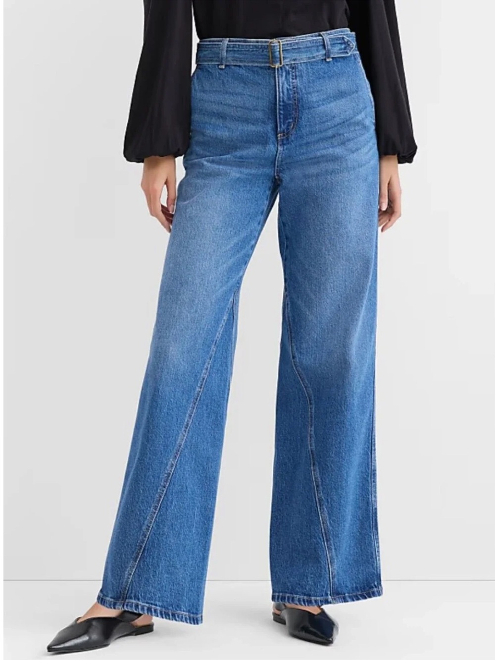 LOFT Medium Blue Wide-Leg High-Rise Jeans